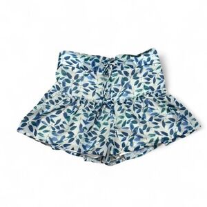 Kendall + Kylie skort blue white leaf print fairy core with drawstring waist